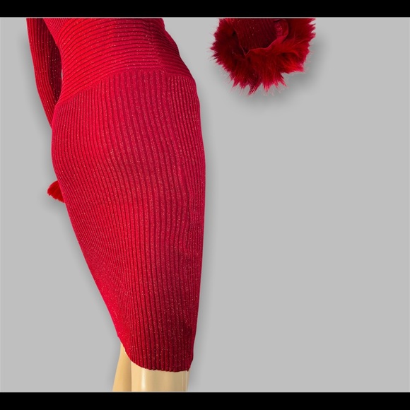 Hot New Trendy Basic Dark Red Stretchy Women Sweater Dress size L - Picture 2 of 7